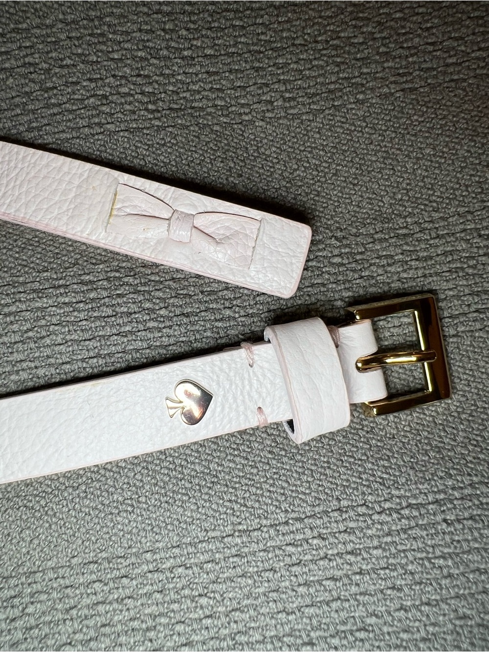 kate spade Pale Pink Leather Belt with Bow and Gold Buckle